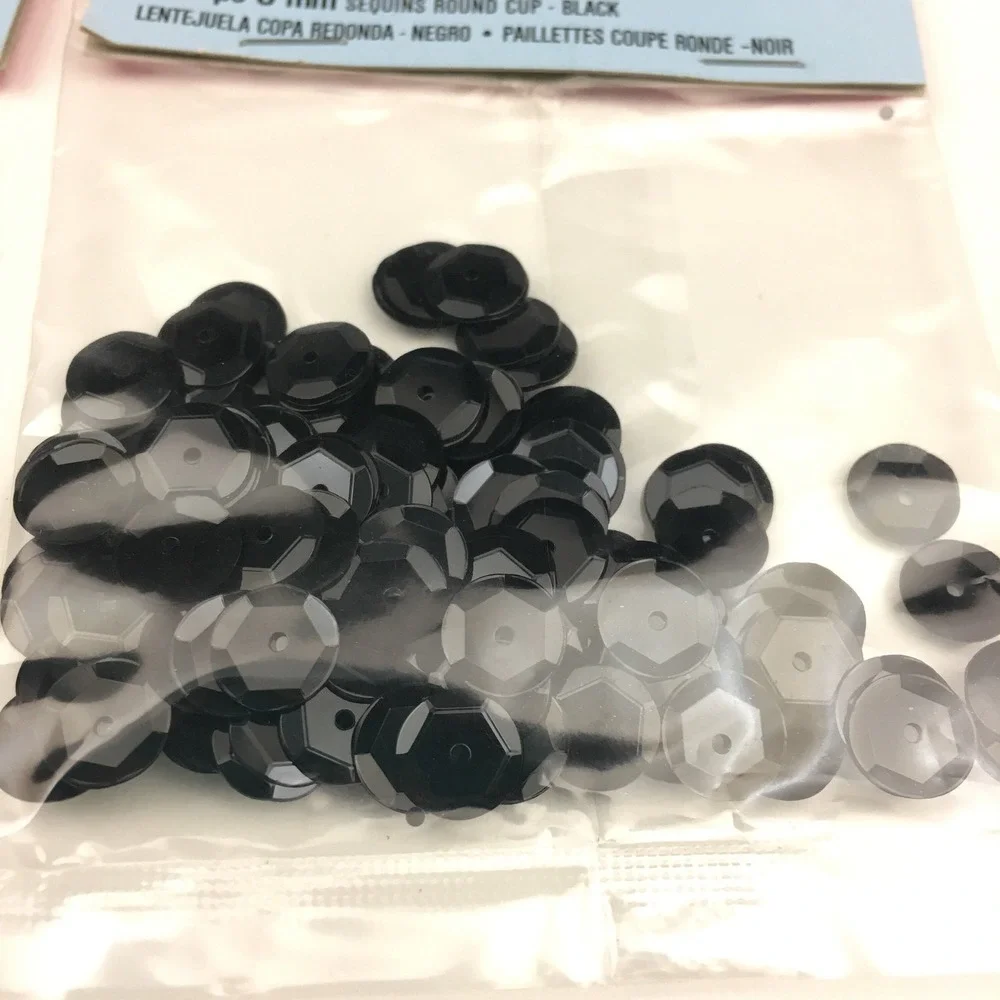 Darice‎ Black Sequins Round Cup 200 pc each 8mm 6 Packs Art Crafting Supply